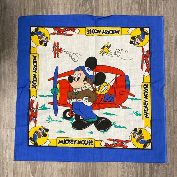 J. A. Woronowicz 21.5” x 21.5” Pilot Mickey Mouse Airplane Aviator Bandana Scarf - Picture 1 of 7